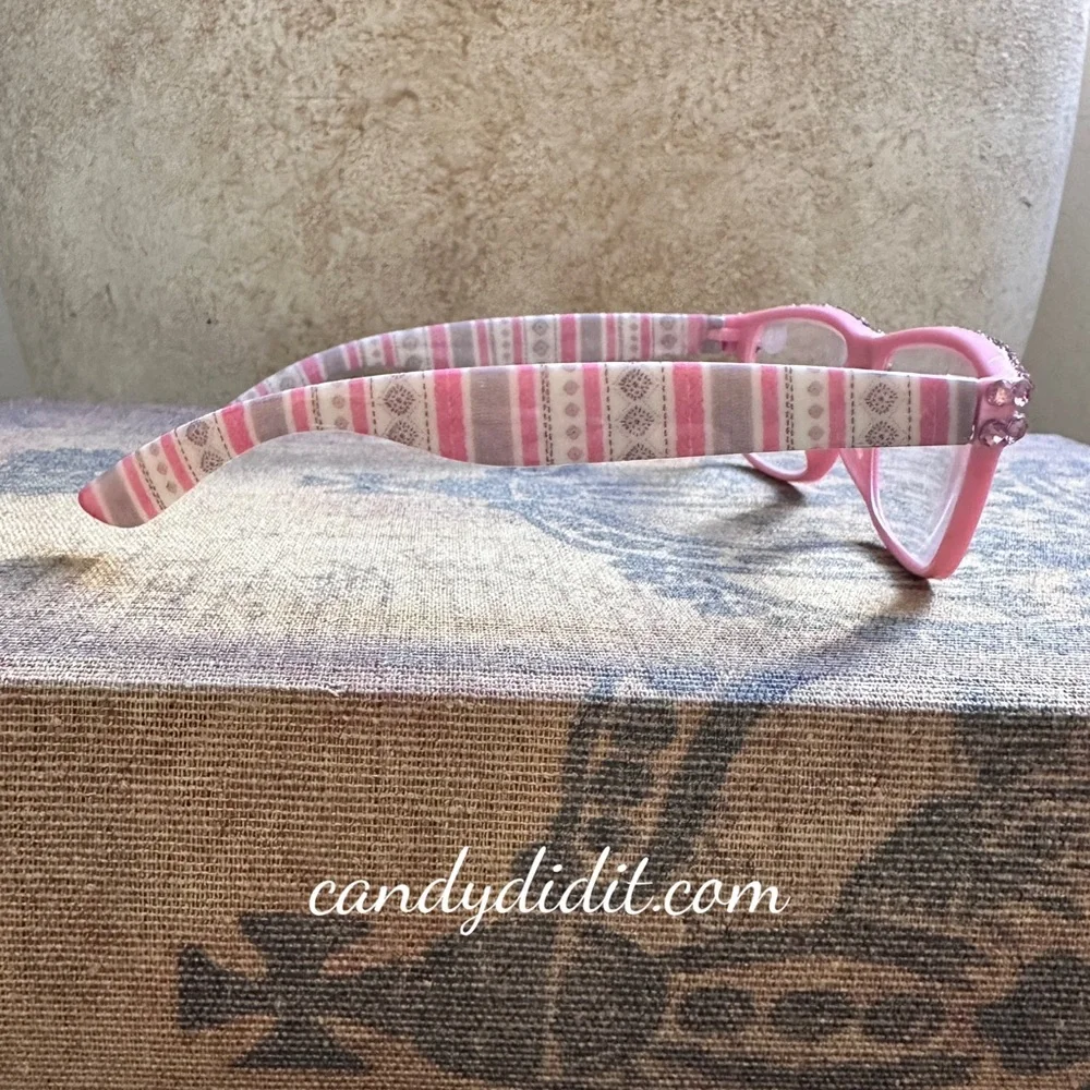 NWT Pretty Pink Crystal Reading Glasses Strength 1.50 With Matching Case